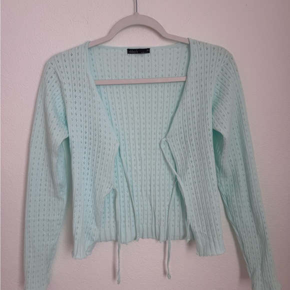 Aldo Sweaters - Aldo Mint Green Open-Front Knit Cardigan